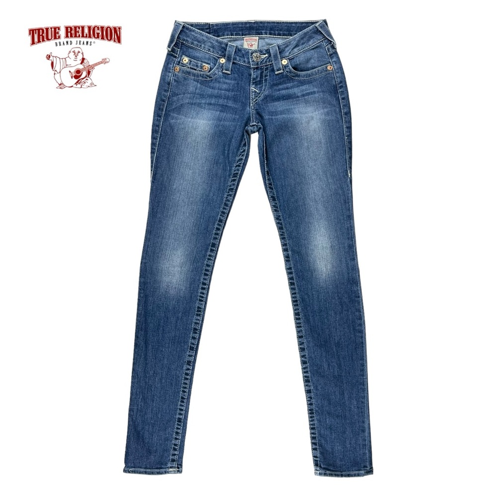 True Religion Womens 26 Skinny Low Rise Light‎ Blue Denim Jeans Made in USA